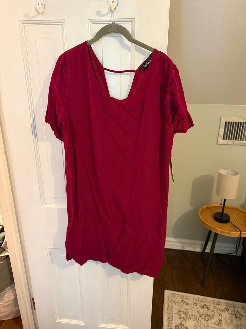 Lulu's Raspberry Short Sleeve Tee with Keyhole Back